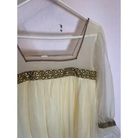 Vintage C1970 Empire Style Nightgown Lounge Dress - Picture 2 of 3